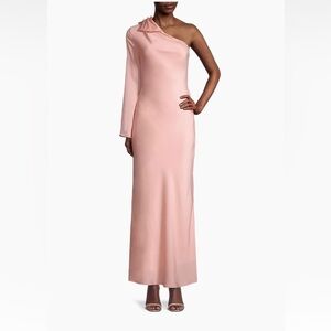 Significant Other‎ Rhiannon Asymmetric Satin Elegant Pink Long Sleeve Dress